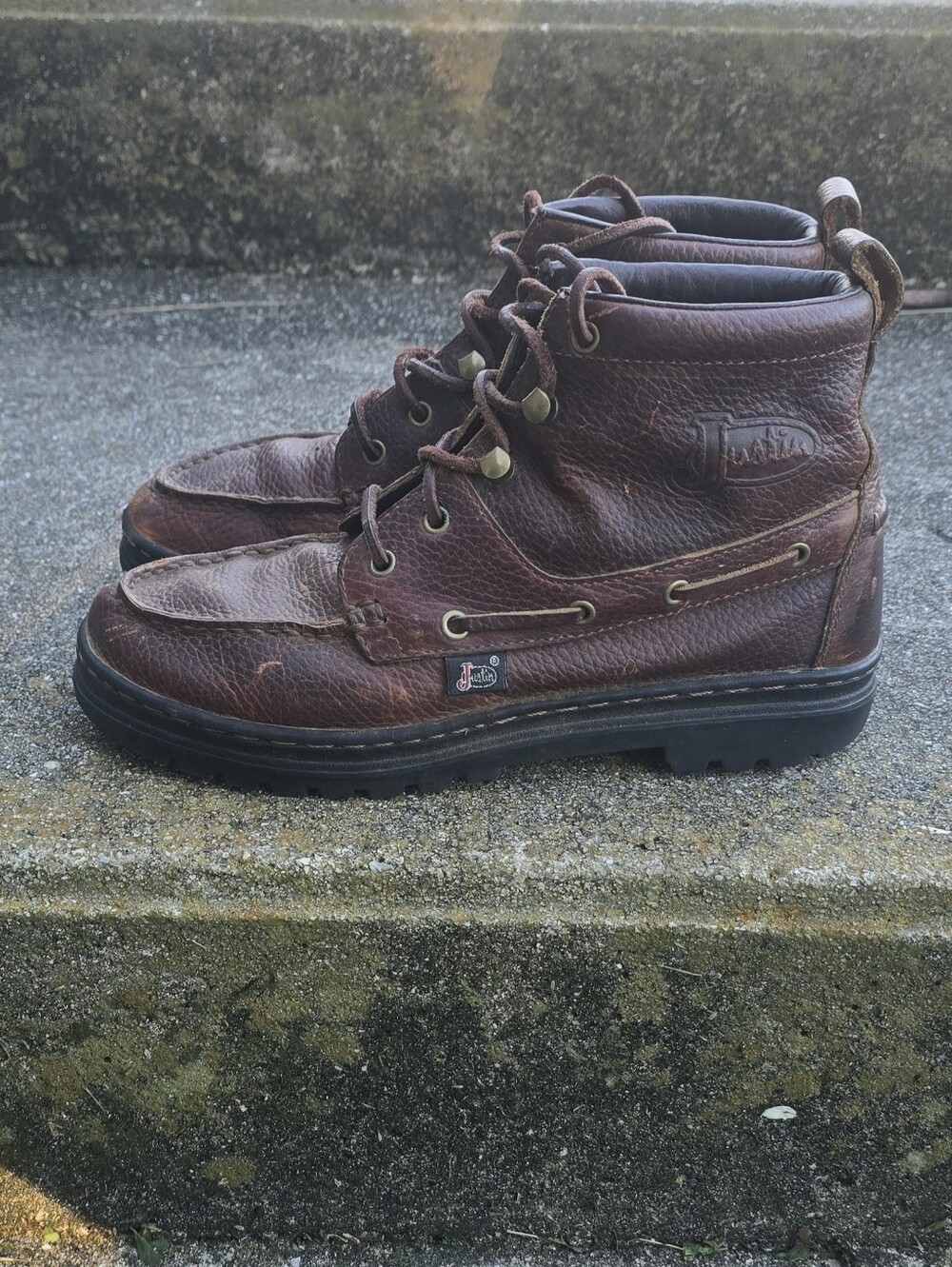 Women's Justin Boots Chip Brown Leather Chukka Moc Toe Ankle Boots 7M LO991